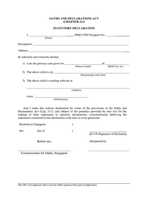 statuatory declaration|statutory declaration wording.